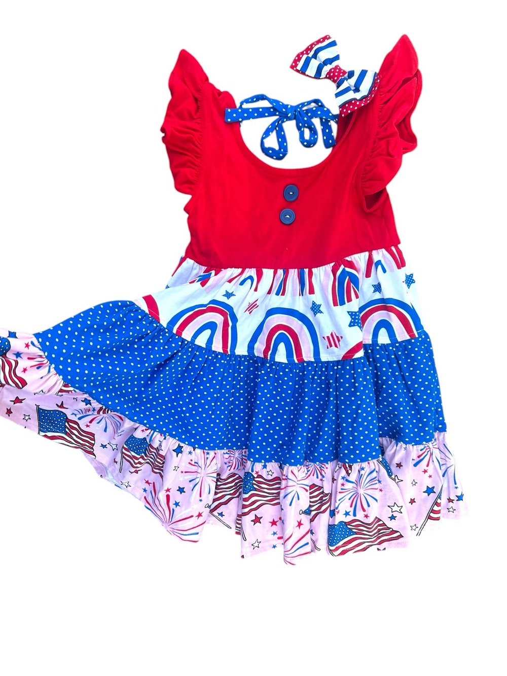 Girls Patriotic 4th of July Dress Red, White & Blue Flag Eleanor Rose 4/5